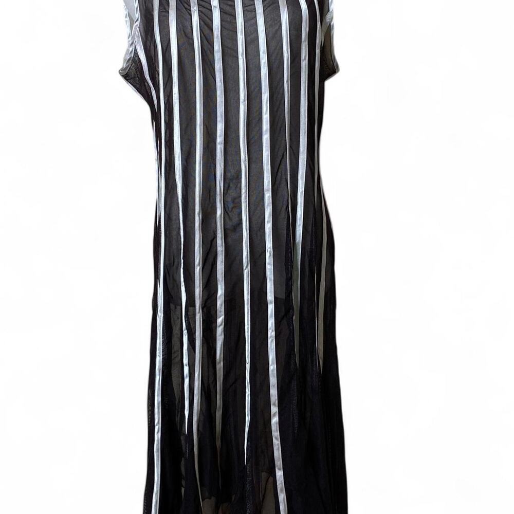 Vintage black and off white micro mesh maxi dress
